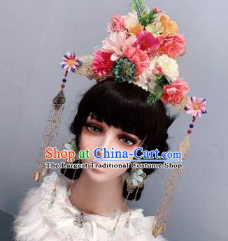 Top Stage Show Chaplet Hair Ornament Handmade Flowers Royal Crown Wedding Princess Hair Accessories