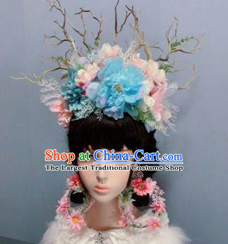 Top Wedding Princess Hair Accessories Chaplet Stage Show Headwear Handmade Flowers Royal Crown