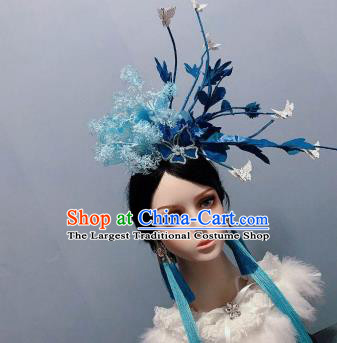 Top Wedding Hair Accessories Handmade Blue Royal Crown Stage Show Princess Headwear