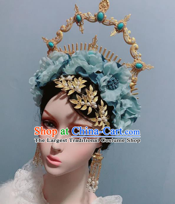 Handmade Baroque Wedding Hair Accessories Cosplay Goddess Headwear Europe Queen Golden Aureole Royal Crown