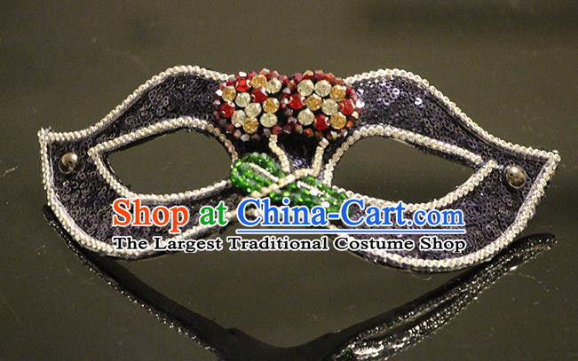 Top Stage Performance Colorful Crystal Face Accessories Fancy Ball Decorations Blinder Halloween Cosplay Purple Sequins Mask