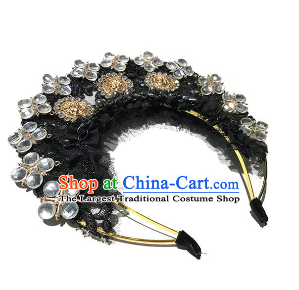 Handmade Gothic Queen Royal Crown Stage Show Headdress Halloween Cosplay Hair Accessories