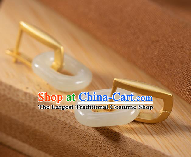 Handmade Chinese Traditional Jade Ear Accessories Classical Cheongsam Earrings Jewelry