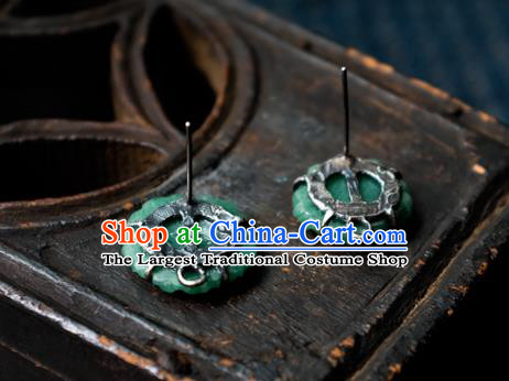 China Handmade Jade Ear Accessories National Earrings Traditional Ear Stud Jewelry