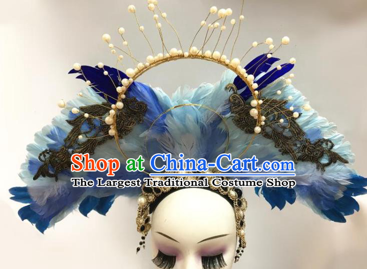 Handmade Halloween Feather Wings Hair Accessories Stage Show Headpiece Brazilian Carnival Cosplay Queen Headwear