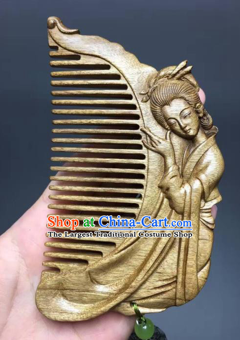 China National Carving Beauty Wood Hair Comb Traditional Wedding Nanmu Hairpin Handmade Hair Accessories