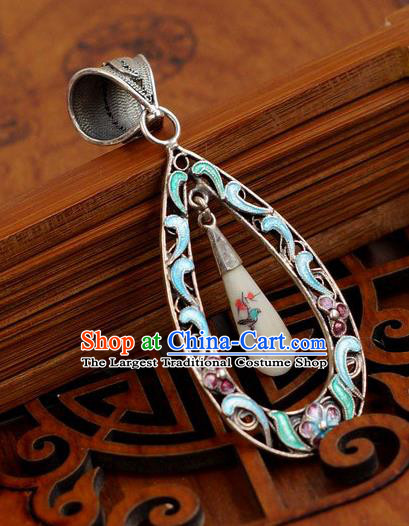 China National Colorful Painting Jewelry Traditional Silver Accessories Handmade Cloisonne Necklace Pendant