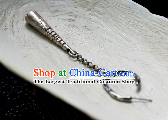 China Traditional National Silver Jewelry Ancient Qing Dynasty Palace Lady Earrings Handmade Ear Accessories