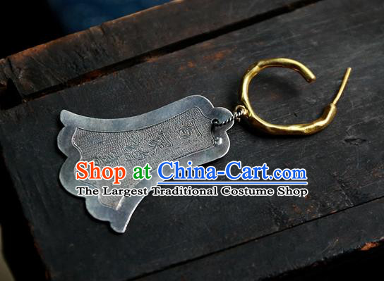 China Traditional Ancient Qing Dynasty Palace Lady Earrings Handmade Ear Accessories National Silver Jewelry