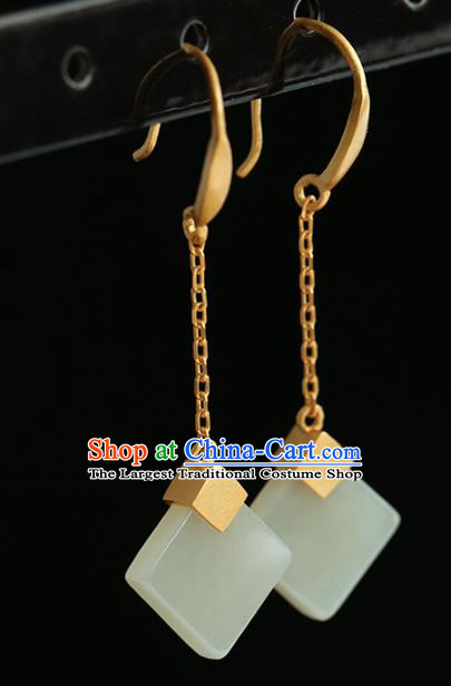 Handmade Chinese Jade Ear Accessories Traditional Cheongsam Earrings Jewelry
