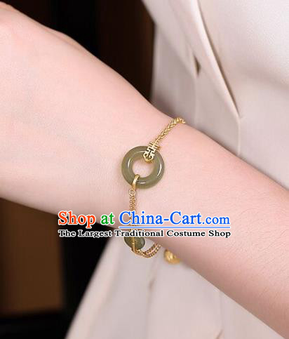 China Classical Accessories Traditional National Jade Bracelet Jewelry Handmade Golden Gourd Hand Decorative