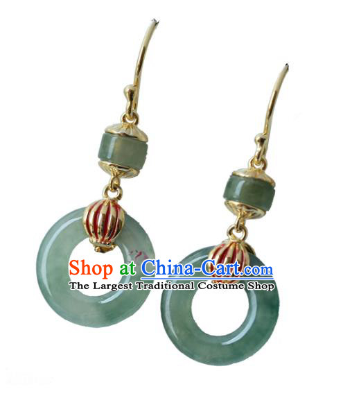 Handmade Chinese Jade Earrings Traditional Ear Jewelry Silver Accessories