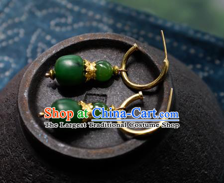 China National Court Earrings Traditional Queen Jewelry Handmade Qing Dynasty Jadeite Beads Ear Accessories