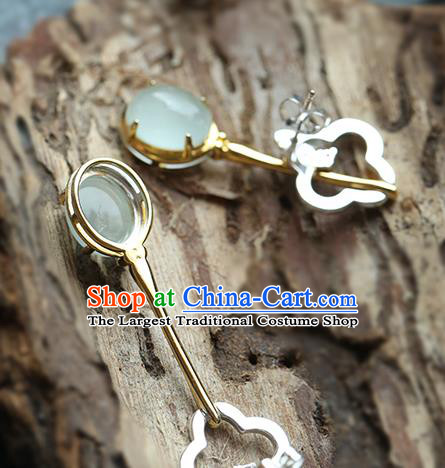Handmade Chinese Classical Cheongsam Earrings Chalcedony Eardrop Accessories Traditional Spar Ear Jewelry