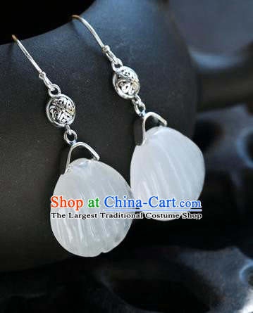 Handmade Chinese Traditional Quartz Ear Jewelry Eardrop Accessories Classical Cheongsam Silver Earrings