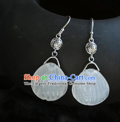 Handmade Chinese Traditional Quartz Ear Jewelry Eardrop Accessories Classical Cheongsam Silver Earrings