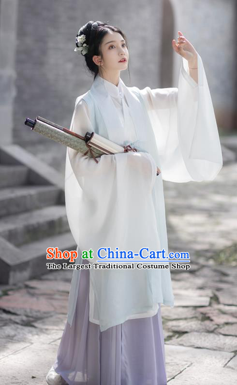 China Ancient Ming Dynasty Young Lady Historical Clothing Traditional Hanfu Dress for Women