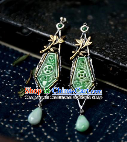 China Handmade Jade Ear Accessories Traditional Cheongsam Earrings National Jewelry
