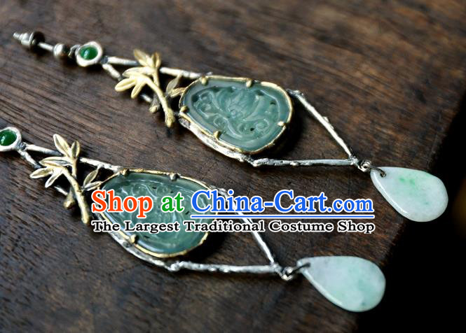China National Jade Jewelry Traditional Cheongsam Earrings Handmade Ear Accessories