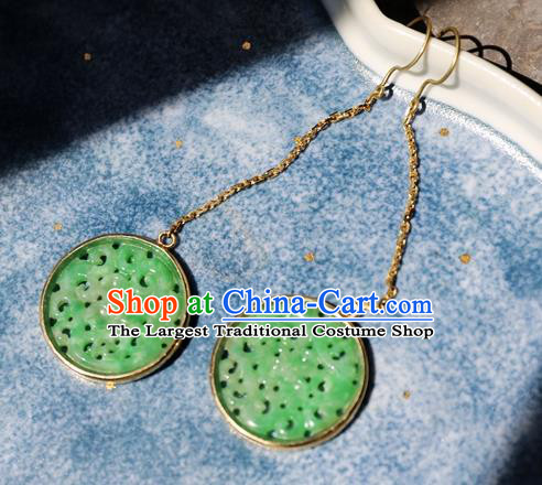 China National K Gold Cheongsam Earrings Traditional Jade Jewelry Ornaments Handmade Ear Accessories