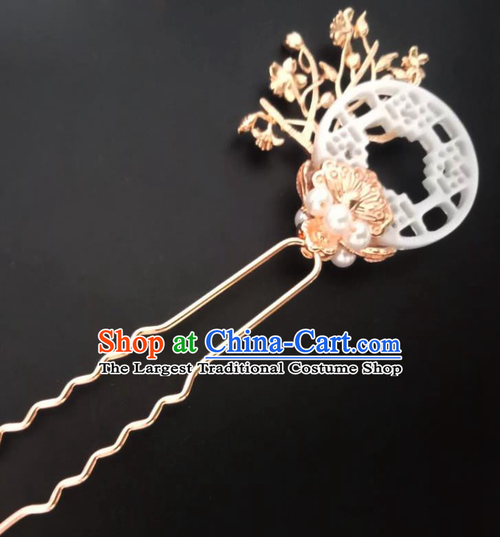 China Tang Dynasty Shell Hair Stick Traditional Hanfu Hair Accessories Ancient Noble Woman Golden Plum Hairpins