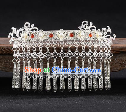 China Tang Dynasty Argent Tassel Hair Crown Traditional Hanfu Hair Accessories Ancient Princess Hairpins