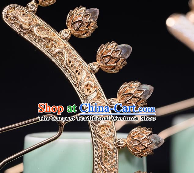 China Ancient Empress Hair Crown Hairpins Traditional Hanfu Hair Accessories Ming Dynasty Imperial Concubine Tassel Step Shake