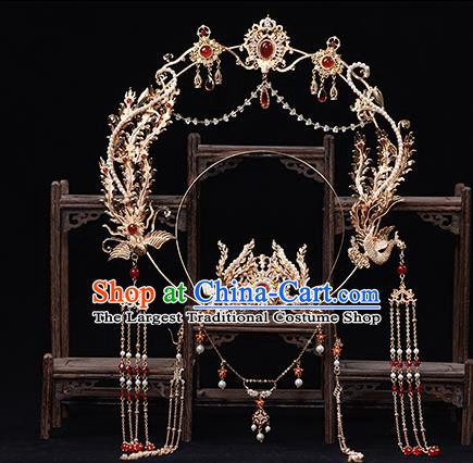 China Ancient Empress Phoenix Coronet Hairpins Traditional Hanfu Tang Dynasty Court Lady Hair Accessories