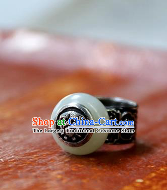 China National Jade Ring Traditional Handmade Silver Jewelry Accessories