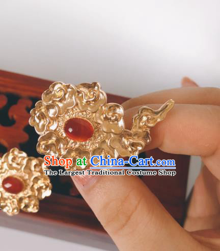 China Ming Dynasty Hanfu Hair Accessories Traditional Ancient Empress Hairpin Golden Cloud Hair Sticks