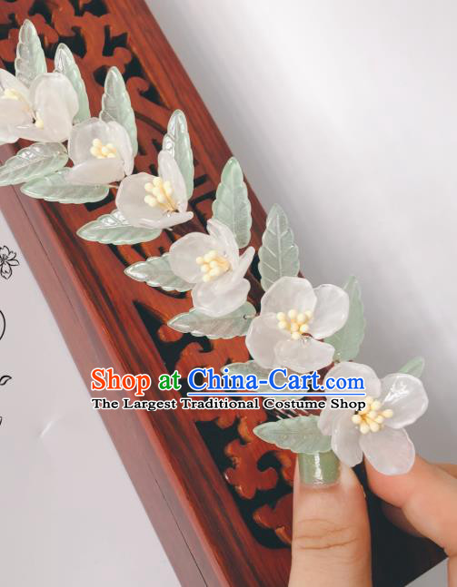 China Traditional Hanfu White Flowers Hair Comb Song Dynasty Hair Accessories Ancient Princess Hairpin
