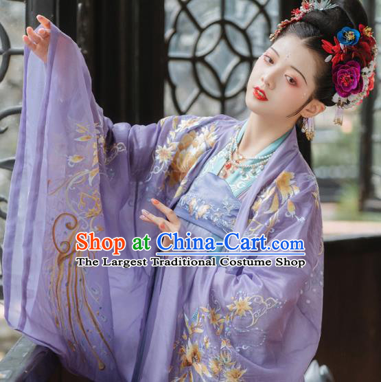China Traditional Tang Dynasty Imperial Concubine Clothing Ancient Court Female Embroidered Hanfu Dress Complete Set