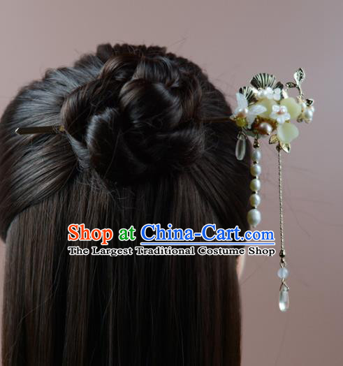 China Classical Cheongsam Shell Butterfly Hair Stick Traditional Hair Accessories Tassel Hairpin
