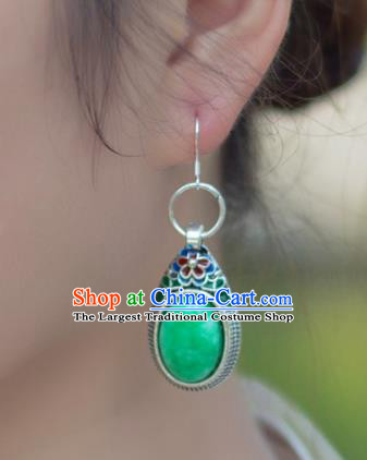 Chinese Classical Jadeite Earrings Traditional Jewelry Ornaments Handmade Cheongsam Ear Accessories
