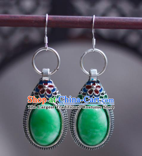 Chinese Classical Jadeite Earrings Traditional Jewelry Ornaments Handmade Cheongsam Ear Accessories