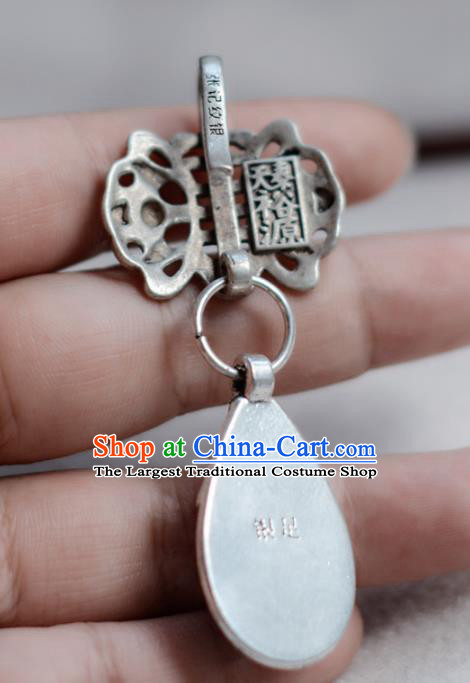 Chinese Traditional Jadeite Collar Accessories Cheongsam Brooch Jewelry Handmade Silver Breastpin Pendant