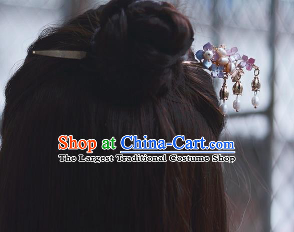 China Handmade Hydrangea Hairpin Traditional Hair Accessories Classical Cheongsam Pearls Hair Stick