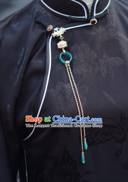 Chinese Handmade Jade Brooch Accessories Traditional Cheongsam Jewelry Pendant