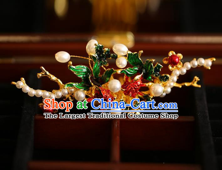 China Traditional Wedding Bride Hair Jewelry Handmade Xiuhe Suit Hair Accessories Hair Comb and Hairpins Full Set
