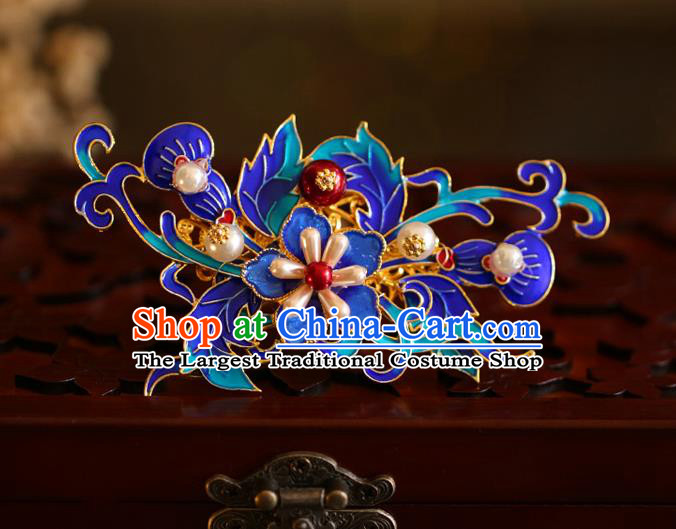 China Traditional Cloisonne Hair Comb and Hairpins Handmade Xiuhe Suit Hair Accessories Ming Dynasty Wedding Bride Hair Jewelry Full Set