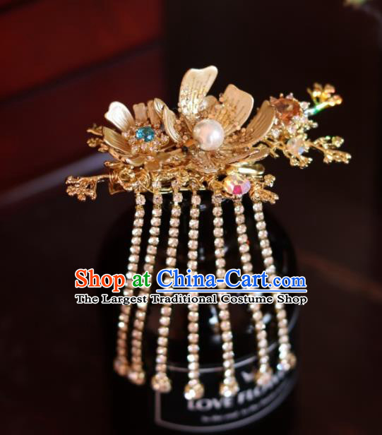 China Traditional Beads Tassel Hair Sticks Handmade Xiuhe Suit Hair Accessories Wedding Bride Hair Jewelry