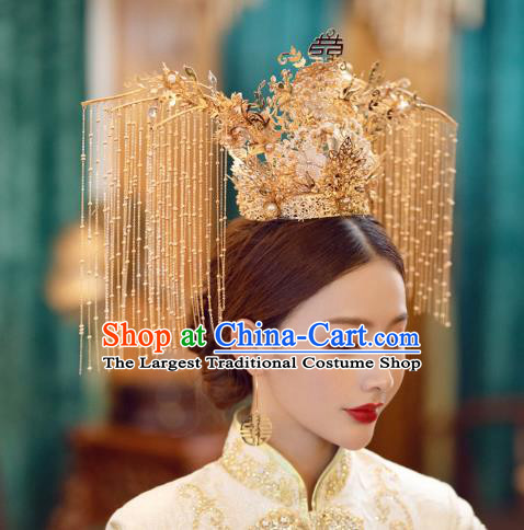 China Handmade Bride Deluxe Phoenix Coronet Traditional Wedding Xiuhe Suit Hair Accessories