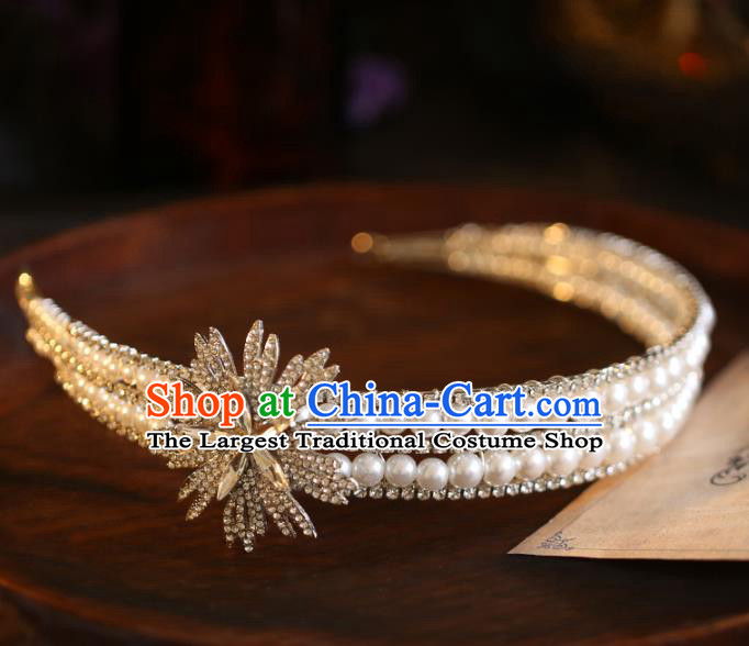 Top Grade Hair Accessories Bride Royal Crown Jewelry Wedding Ornaments Pearls Hair Clasp