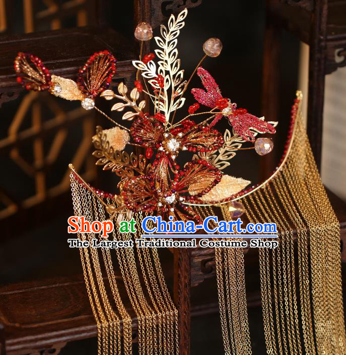 China Traditional Wedding Tassel Hairpins Bride Hair Accessories Hair Sticks