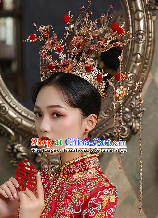 China Wedding Deluxe Phoenix Coronet Traditional Xiuhe Suit Hair Accessories Handmade Bride Headwear