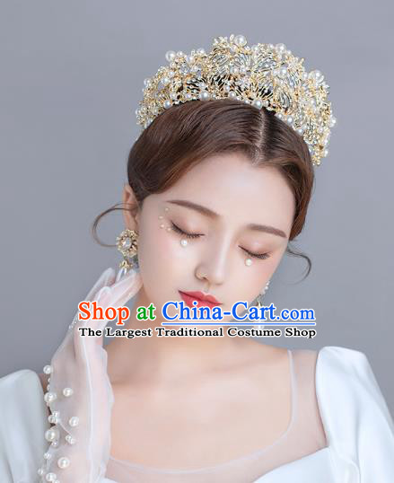Top Grade Bride Beads Hair Accessories European Wedding Crystal Royal Crown Headwear