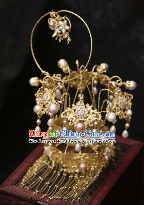 China Golden Tassel Portable Lantern Traditional Wedding Prop Bride Accessories
