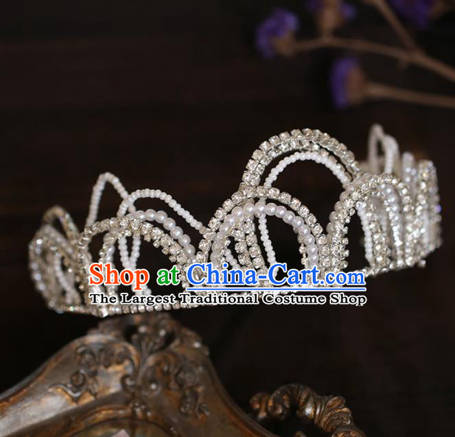 Top Grade European Wedding Crystal Royal Crown Bride Hair Accessories Beads Headwear