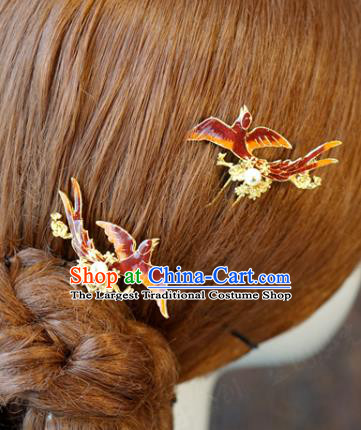 China Bride Hair Accessories Traditional Wedding Xiuhe Suit Red Bird Hairpins