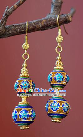 Top Grade China Qing Dynasty Bride Jewelry Accessories Ancient Court Empress Cloisonne Earrings